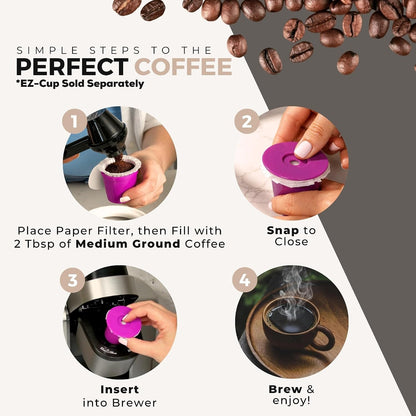 Ez-Cup Paper Filters with Lid for Reusable Coffee Pods, 200 Ct | 4 Packs of 50 Disposable Filters, for Reusable K-Cup Capsules, Patented Lid Design, Made from 100% Biodegradable Paper5