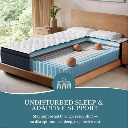 Extra Firm Queen Mattress 12 Inch, Hybrid Mattress Pain Relief | Deep Sleep Cooling Bed in Box, for Back & Side Sleepers, 365-Night Trial & Forever Warranty, Certipur-Us Certified2