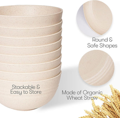 Wheat Straw Dinnerware Sets | Unbreakable Dinnerware Sets | Dishwasher Microwave Safe Dinnerware | Eco Friendly Non Breakable Dinnerware Sets | RV Outdoor Camping (Beige, Service for 8 (32 Pcs))4
