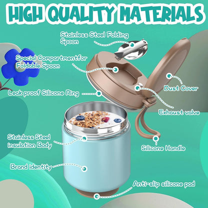 Thermo for Hot Food Kids - 15.2Oz with Folding Spoon and Silicone Handle4