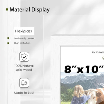 8X10 Picture Frame Set of 6, Solid Wood Photo Frames, White3