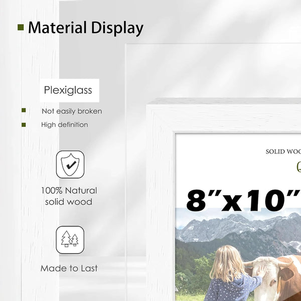8X10 Picture Frame Set of 6, Solid Wood Photo Frames, White3