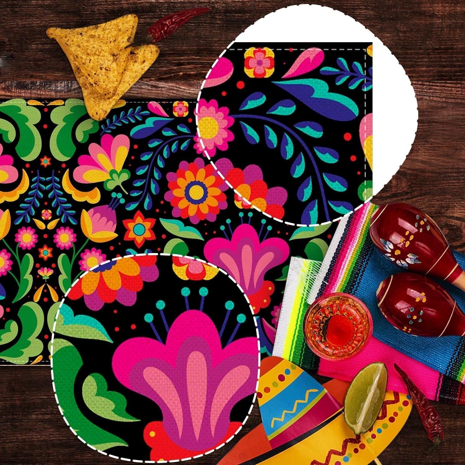 mexican-table-runner-for-day-of-the-dead-fiesta-dia-de-los-muertos-rustic-linen-home-dining-room-kitchen-table-decorations-13-x-60-black