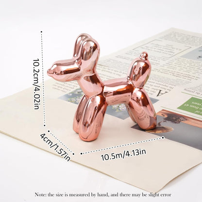 Cute Ceramics Pink Balloon Dog Statue Crafts Living Room Desktop Decorations,Handmade Modern Small Ceramic Animal Statue Ornament Home Decor Accents (Pink Balloon Dog)5