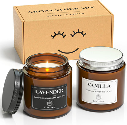Scented Candles Gift Set, Stress Relief Candles for Home, Premium Soy Candle Set, Candles for Women and Men (Black & White, 7 Oz)1
