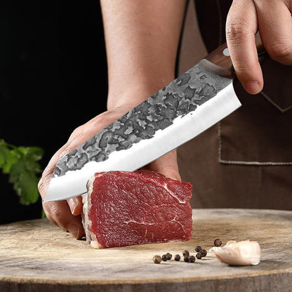 Meat Cleaver, 7 Inch Butcher Kitchen Knife Stainless Steel Meat Chopping Chef Fish Vegetables Slicing Butcher Knives with Sheath7