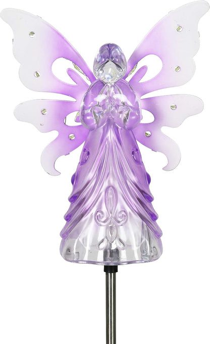Garden Solar Lights, Decorative Angel Garden Stake, 13 Leds, Cute Yard and Pathway Decor, Purple, 7 X 40 Inch7