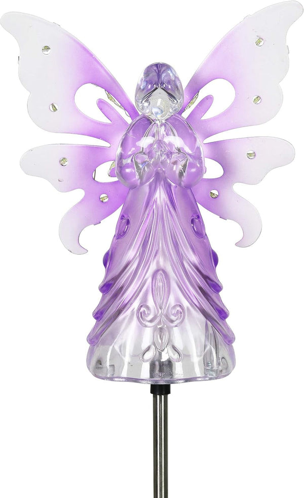 Garden Solar Lights, Decorative Angel Garden Stake, 13 Leds, Cute Yard and Pathway Decor, Purple, 7 X 40 Inch7