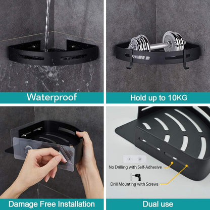 Adhesive Corner Shelf Bathroom Shower Caddy Organizer for Kitchen Toilet No Drilling 2-Tier Bathroom Corner Shelves Shower Caddies2