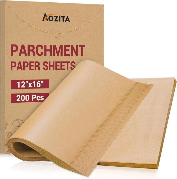 200Pcs 12X16 Inch Unbleached Parchment Paper Sheets for Baking, Pre-Cut, Non-Stick Parchment Paper for Baking, Cooking, Grilling, Air Fryer, Half Sheet Baking Sheets for Baking Cookies, Cooking, Oven1