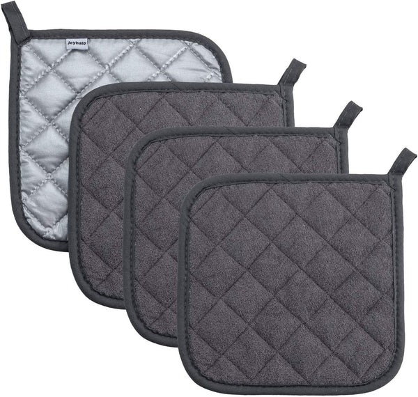 4 Pack Pot Holders for Kitchen Clearance | Hot Pads for Kitchen, Countertops, Oven Pot Holders Bulk, Potholders Sets for Kitchens Heat Resistant, Grey1