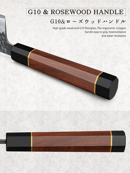 8 Pieces Knife Set, Razor Sharp Kitchen Knife Set with Block | Japanese 10Cr15Mov High Carbon Steel Kitchen Knives Set, Hand Forged Chef Knife Set with Ergonomic Rosewood Handle3
