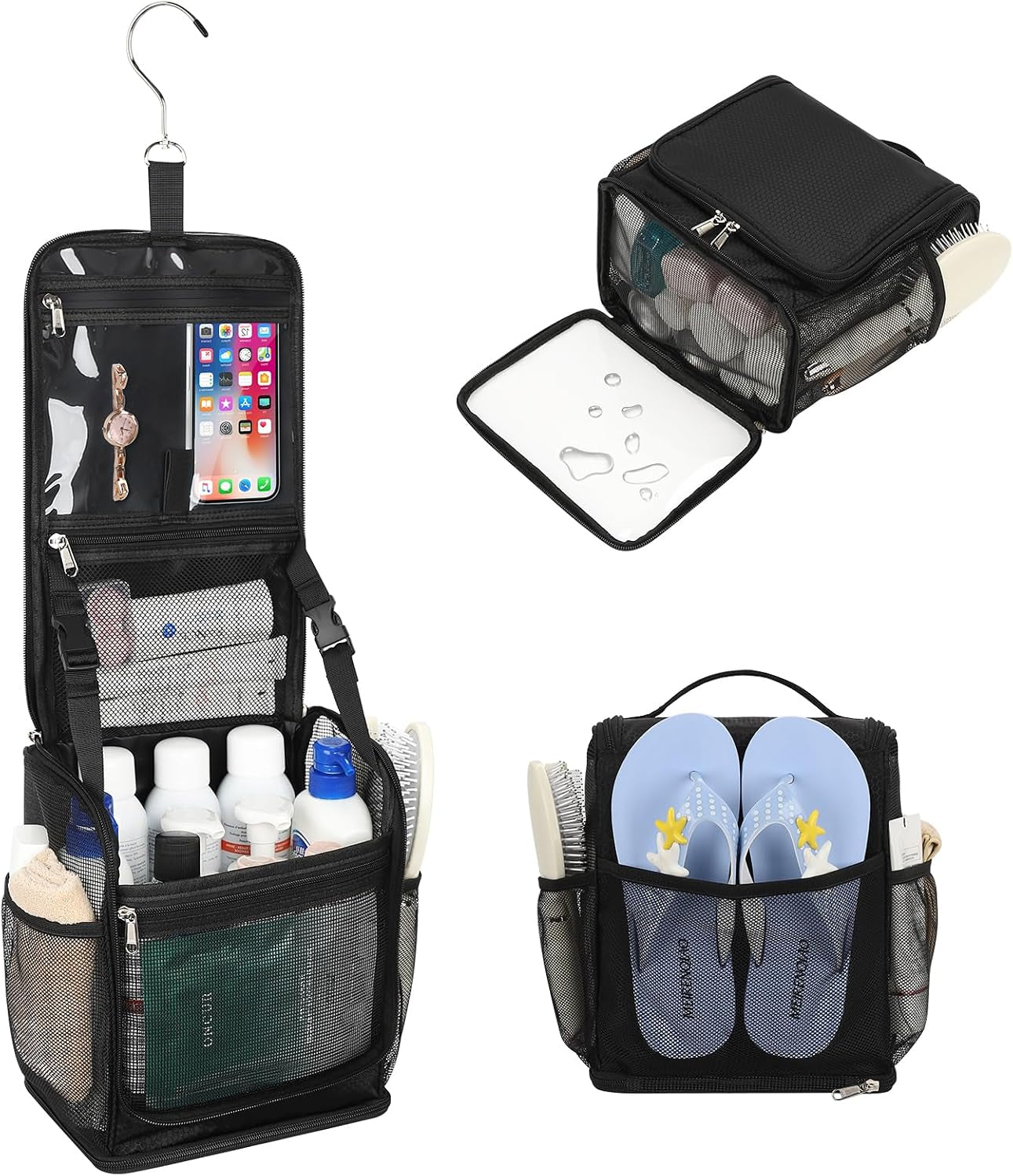 mesh-shower-caddy-portable-toiletry-bags-for-travel-black