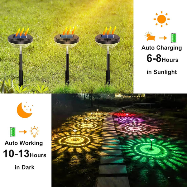 8 Pack Solar Pathway Lights, Multicolor & Warm White LED, IP67 Waterproof, Outdoor Garden Yard Lawn Landscape Decorative3