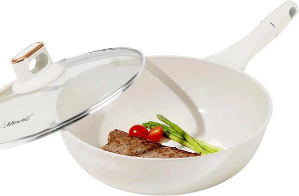 11 INCH Nonstick Wok Pan with Glass Lid, Deep Ceramic Coated Skillet | Induction Gas Electric Stove Compatible, Stay Cool Handle, Dishwasher Safe Cooking Fry Pan for Stir Fry Steak Eggs1