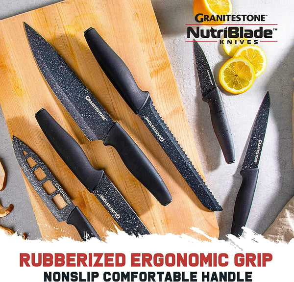 Nutriblade 6 Piece - Ultra Sharp, Pfoa-Free Stainless Steel Blades, Kitchen Knife Set, with Nonstick Granite Coating, Easy-Grip Handle, Dishwasher-Safe3