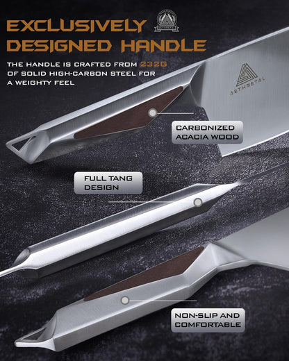 7 Inch Meat Cleaver Knife, Full Metal Stainless Steel Kitchen Knife for Cutting Meat & Vegetables, Ergonomic Handle Chinese Chef’S Butcher Knife for Home & Restaurant4