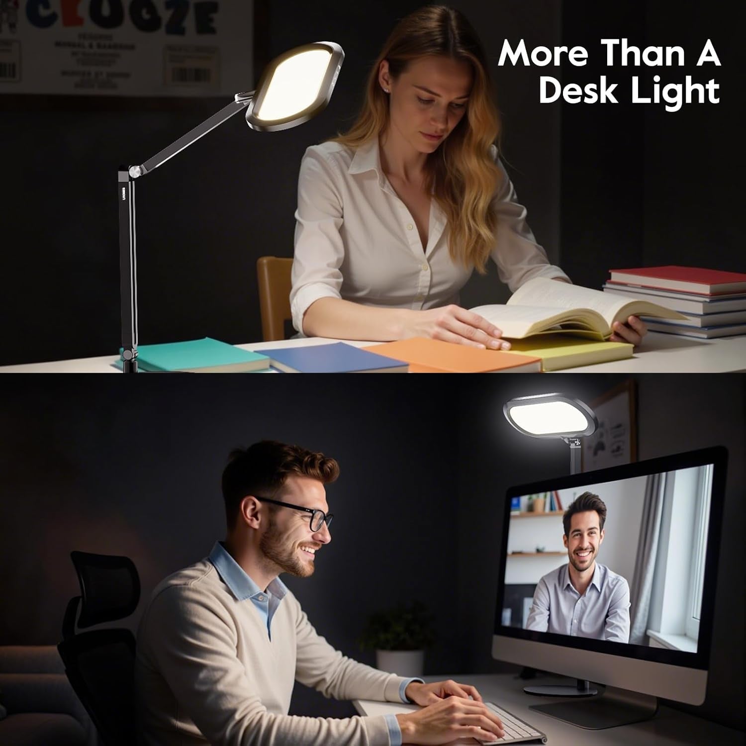 premium-led-desk-lamp-dual-sided-soft-lighting-with-knob-remote-eye-caring-diffused-light-for-home-office-video-conferencing-zoom-reading-study-craft-stepless-dimming-color-memory