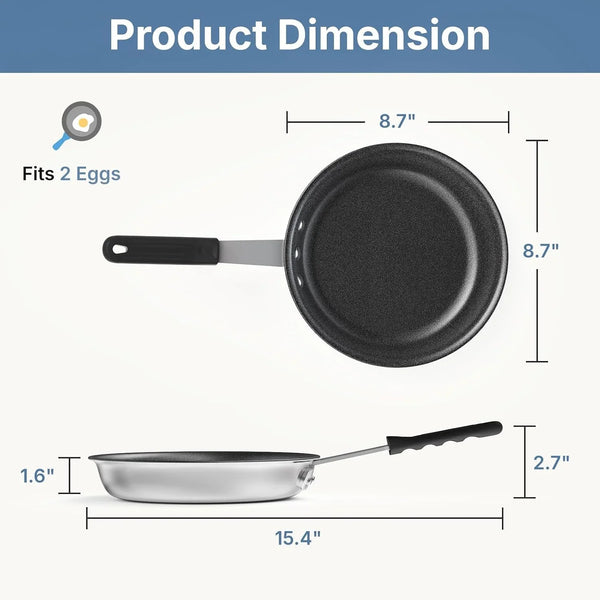 8 Inch Nonstick Frying Pan, Heavy-Gauge Aluminum Skillet with Ceramic Nonstick Coating, Stainless Steel Base & Handle, Omelet Pan for Induction, Electric, Gas, PFAS Free, Oven Safe, Black Handle6
