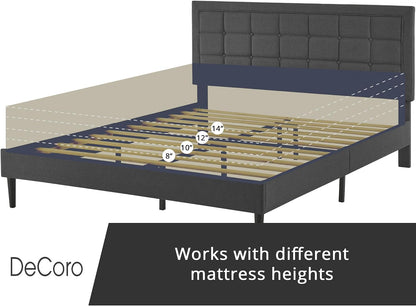 Mornington Upholstered Platform Bed Frame, Dark Gray, Full Size9