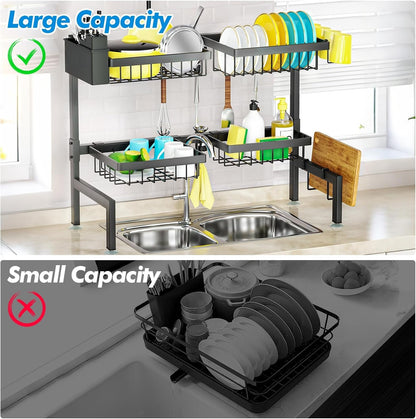 4 Baskets 2-Tier over the Sink Dish Drying Rack, 26.57"-35"6