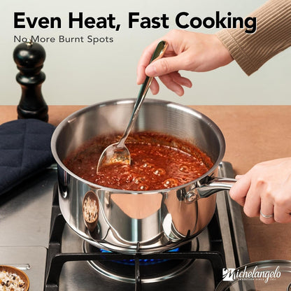 Stainless Steel Saucepan Set with Lids 1QT & 2QT & 3QT, Stainless Steel Sauce Pot Set 6Pcs, Induction Saucepans, Nonstick Sauce Pan Set, Dishwasher Safe3