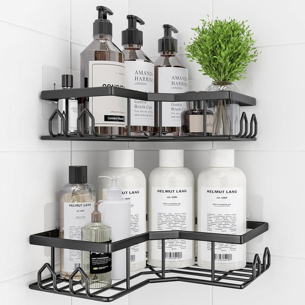 Adhesive Shower Caddy, 2 Pack Corner Bath Organizer, Rustproof Stainless Steel Shower Shelves with Large Capacity, No Drilling Shelves for Bathroom Storage, Home, Kitchen Décor1