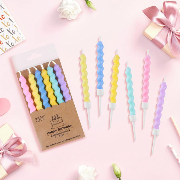 12-Count Birthday Candles - Rainbow Birthday Candle with Holders Colorful Spiral Long Cake Candles for Birthday Wedding & Lucky Party Cake Decorations3