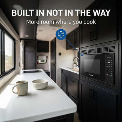 Built-In RV Microwave, 1.0 Cu Ft, 900W, Black Onyx | Express Cook Presets, Auto Menus, Time and Weight Defrost, 10.5 in Glass Turntable, Trim Kit Sold Separately RV-985BK7