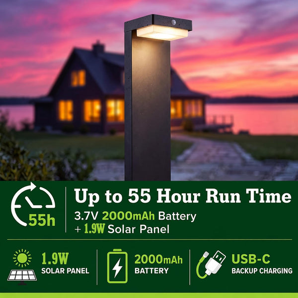 Premium Solar Pathway Lights Outdoor, Motion Sensor, 2 Modes, 4Pk5