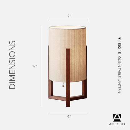 Table Lamp, Walnut Birch Wood & Natural Linen Shade, 23.75”6