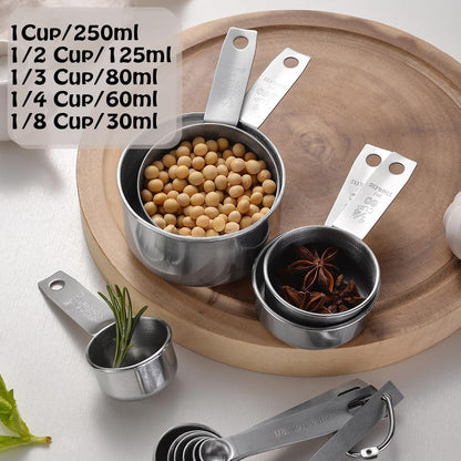 Stainless Steel Measuring Cups Set, 5 Pieces Kitchen Measuring Sets Gadgets Tool,For Cooking & Baking,Measure Dry & Wet Ingredients and Liquid (Cups)2