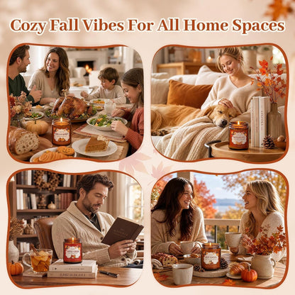 Fall Candles Gift Set with Wreath, 4 Pack, 7 Oz Each4