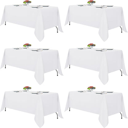 6 Pack White Table Cloths 70X120 Inch for 6-8 Ft Rectangle Tables | Stain & Wrinkle Resistant, Washable Polyester Covers for Wedding Party Dining Banquet Event Catering Reception1
