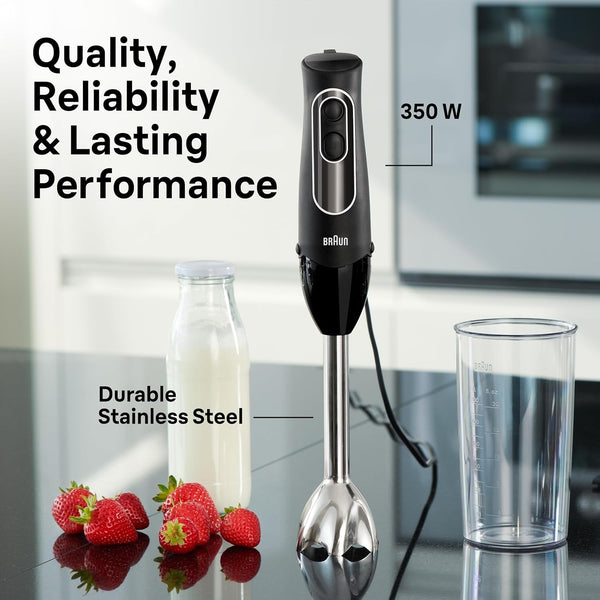 Braun Multiquick 5 Hand Blender, W/Beaker and Whisk, 350W, Dual Speed | #1 Hand Blender Brand, Beaker, Stainless Steel Blades, Slip Proof, Ergonomic Handle, Blend, Chop, Whisk, Mash, Crush, Puree6
