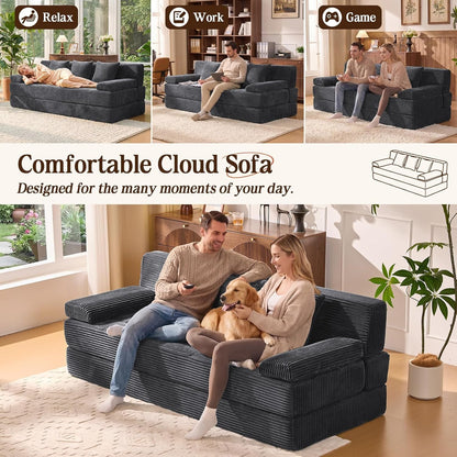 78.7IN Convertible Folding Sofa Bed, 3 Seater Sleeper Sofa Couch6
