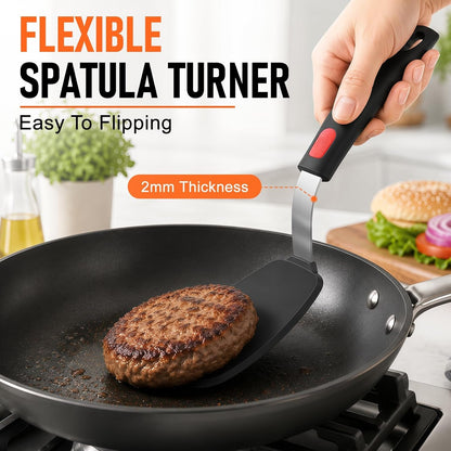 4Pcs Silicone Spatula Turner Set, Heat Resistant Silicone Spatula for Nonstick Cookware, BPA Free Kitchen Cooking Utensils Set, Flexible Spatula Turner for Flipping Eggs, Burger, Fish, Pancake6