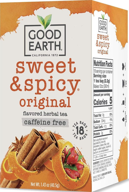 Good Earth Herbal Tea, Sweet & Spicy, Caffeine Free, Packaging May Vary, 18 Count, Pack of 61