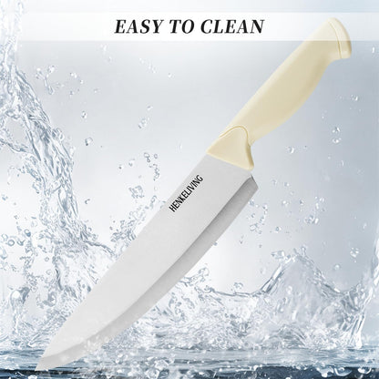 Knife Set, 6-Piece Kitchen Knife Set, German High Carbon Stainless Steel, Durable & Easy Clean Knife Block, Cream6