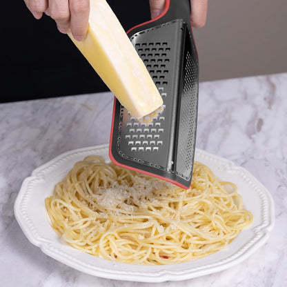 Zester Grater for Kitchen with Double-Sided - Kitchen Lemon Zester Tool for Cheese, Citrus, Garlic, Ginger, Nutmeg, Chocolate, Fruits, Vegetables with Sharp Premium Stainless Steel Blade, Red2