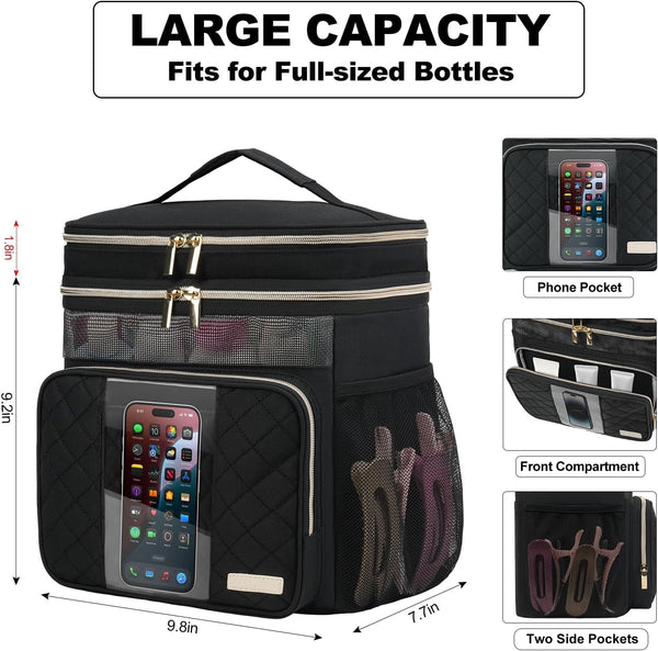 Large Toiletry Bag for Women Men, Portable Shower Caddy College Dorm Essentials, 2 Layers Quickly Dry Mesh Bathroom Tote Bag, Hanging Makeup Organizer Bag for Travel, Gym, Camping (Black)4