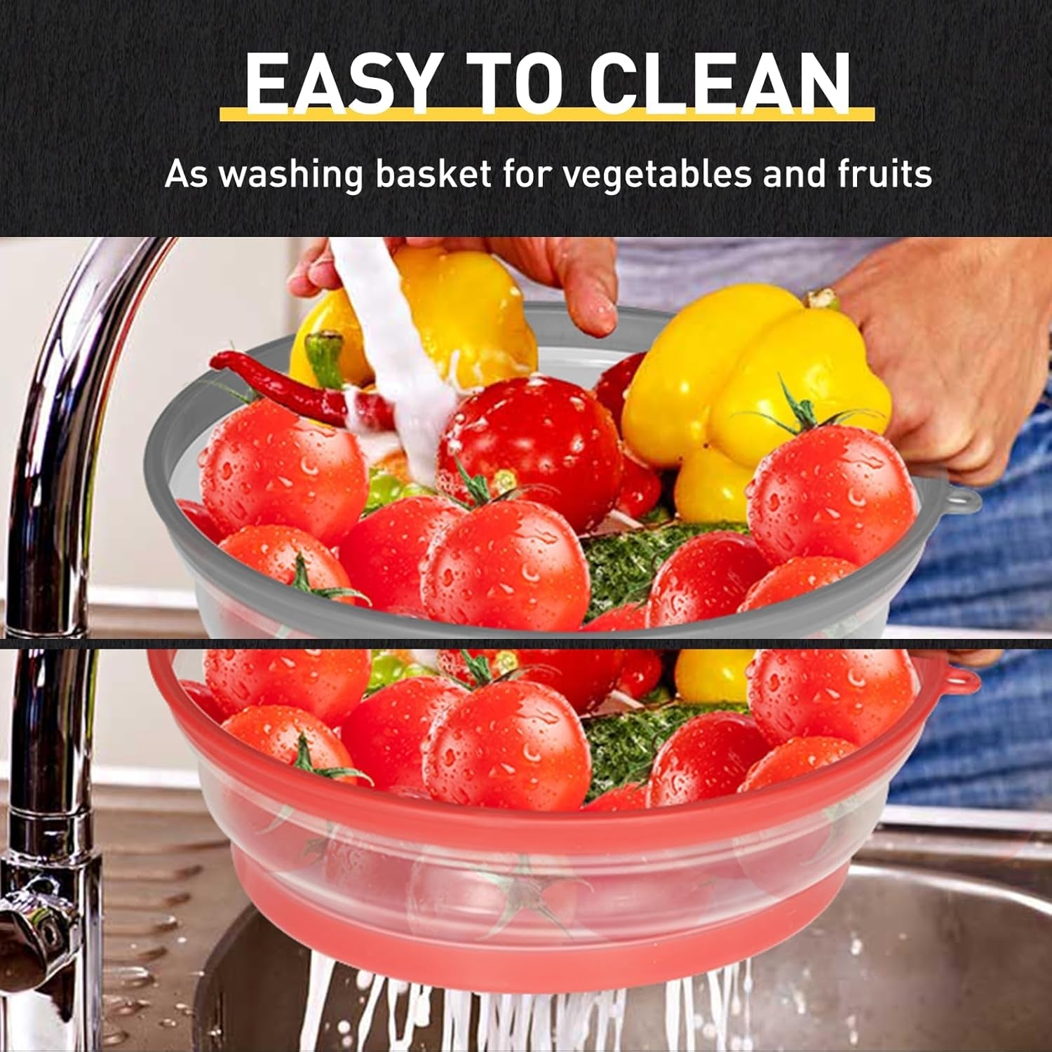 2-pack-collapsible-microwave-splatter-cover-red-grey-vented-microwave-splatter-guard-food-cover-with-hook-hole-vegetable-fruit-colander-multi-function-kitchen-gadget