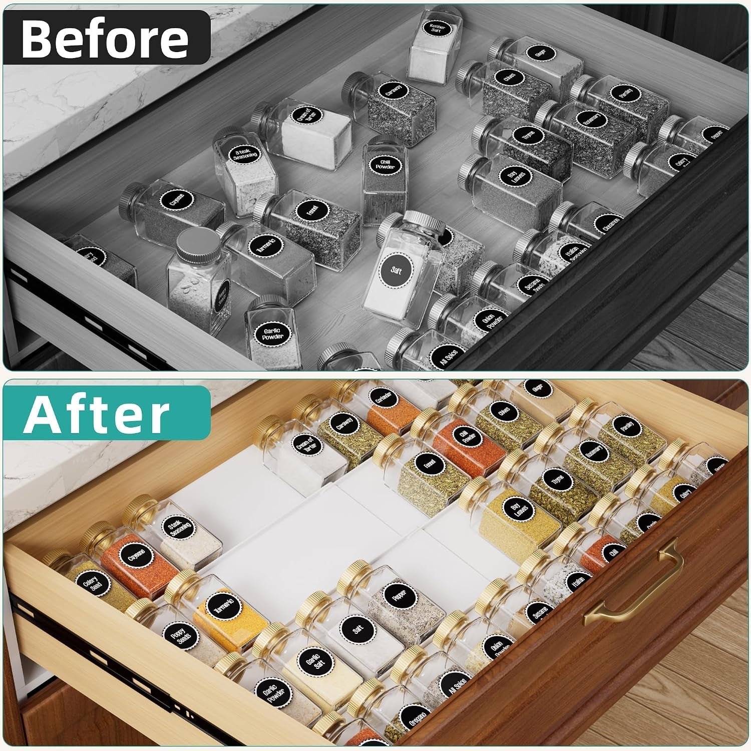 white-spice-drawer-organizer-4-tier-8-pack-seasoning-organizer-for-drawer-expandable-from-13-to-26-kitchen-drawer-spice-rack-jars-not-included