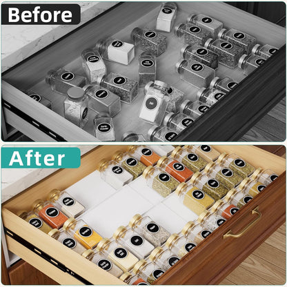 White Spice Drawer Organizer, 4 Tier - 8 Pack Seasoning Organizer for Drawer, Expandable from 13" to 26" Kitchen Drawer Spice Rack (Jars Not Included)7
