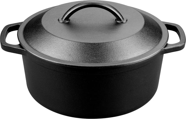 Pre-Seasoned Cast Iron Dutch Oven with Lid, round and Dual Handles, for Stovetop, Camping, Grill, Induction, Electric, Black, 3 Qt1