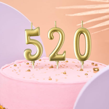 10-Pieces Gold Numeral Birthday Candles, Cake Numeral Candles Number 0-9 Glitter Cake Topper Decoration for Birthday,Wedding Anniversary,Party Celebration2