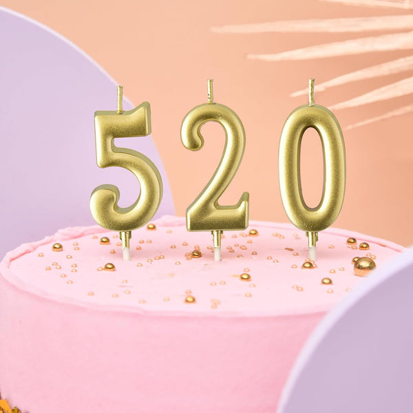 10-Pieces Gold Numeral Birthday Candles, Cake Numeral Candles Number 0-9 Glitter Cake Topper Decoration for Birthday,Wedding Anniversary,Party Celebration2