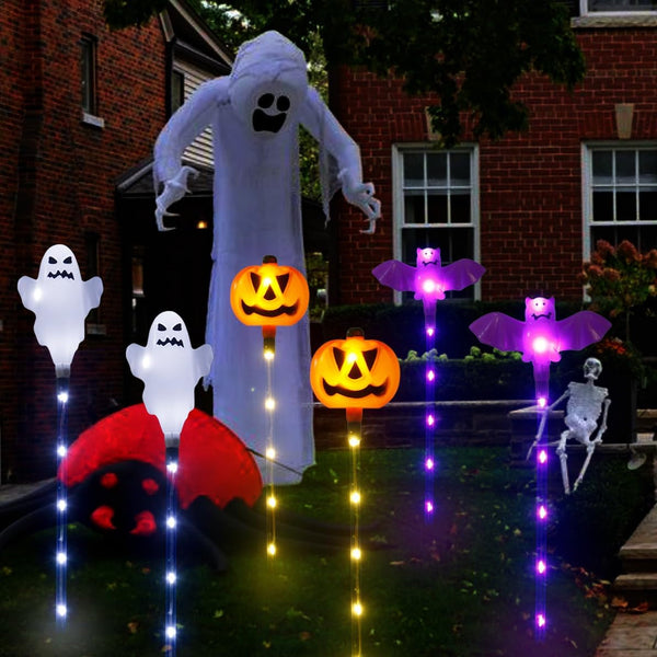 Halloween Decorations Outdoor Solar Pumpkin Bat Ghost Garden Stake Lights, 6-Pack 8 Modes Solar Halloween Lights Waterproof for outside Home Patio Yard Pathway Grave Lawn Porch Party Decor7