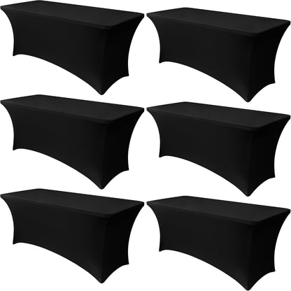 6 Pack Stretch Spandex Table Covers for 6 Foot Tables, Black1