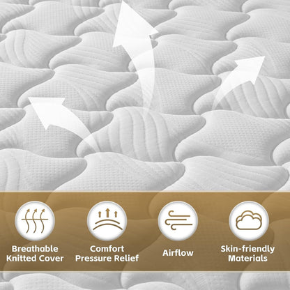 Queen Mattress, 12 Inch Queen Size Mattress,Hybrid Mattresses in a Box with Memory Foam and Individual Pocketed Coil,Certipur-Us,Medium Firm & Pressure Relief3